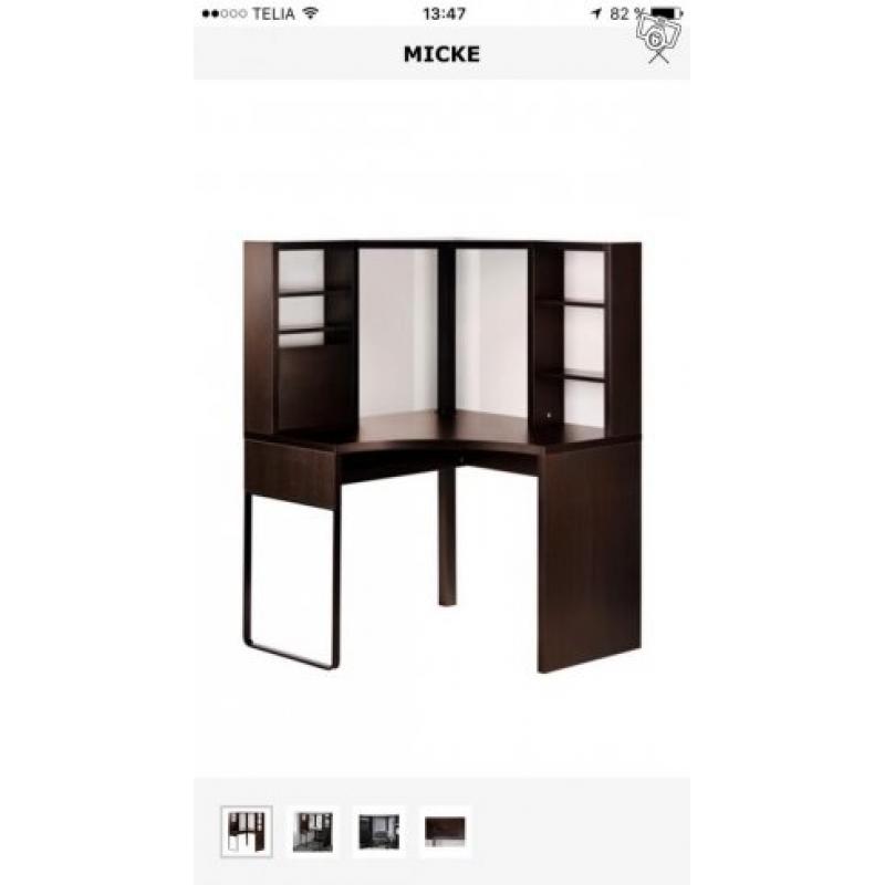 IKEA Micke Hörnarbetsplats svartbrun
